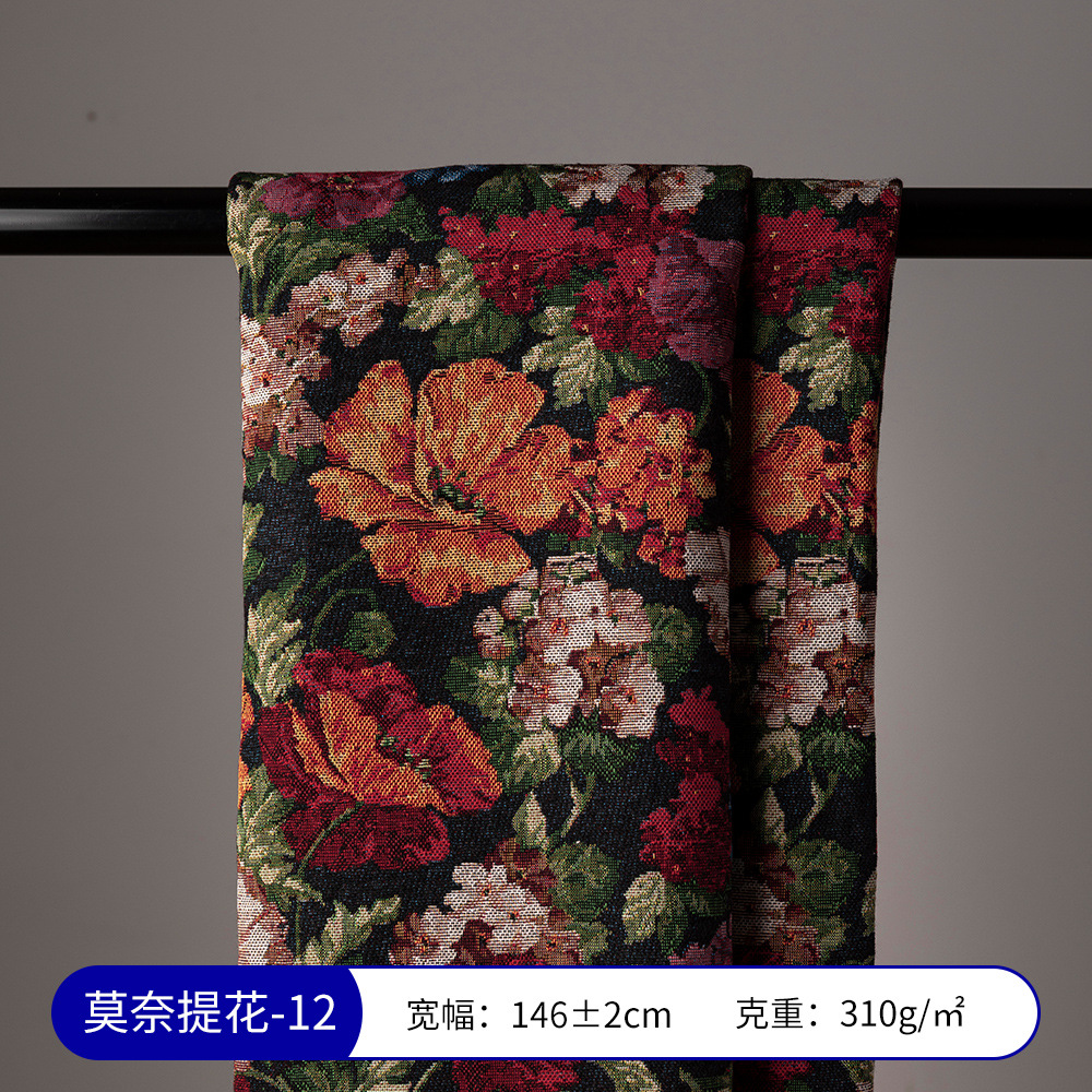 Picture of Monet Oil Painting Jacquard Fabric Handmade DIY Tablecloth Pillow Bag Skirt Clothing Designer Fabric Sofa Fabric