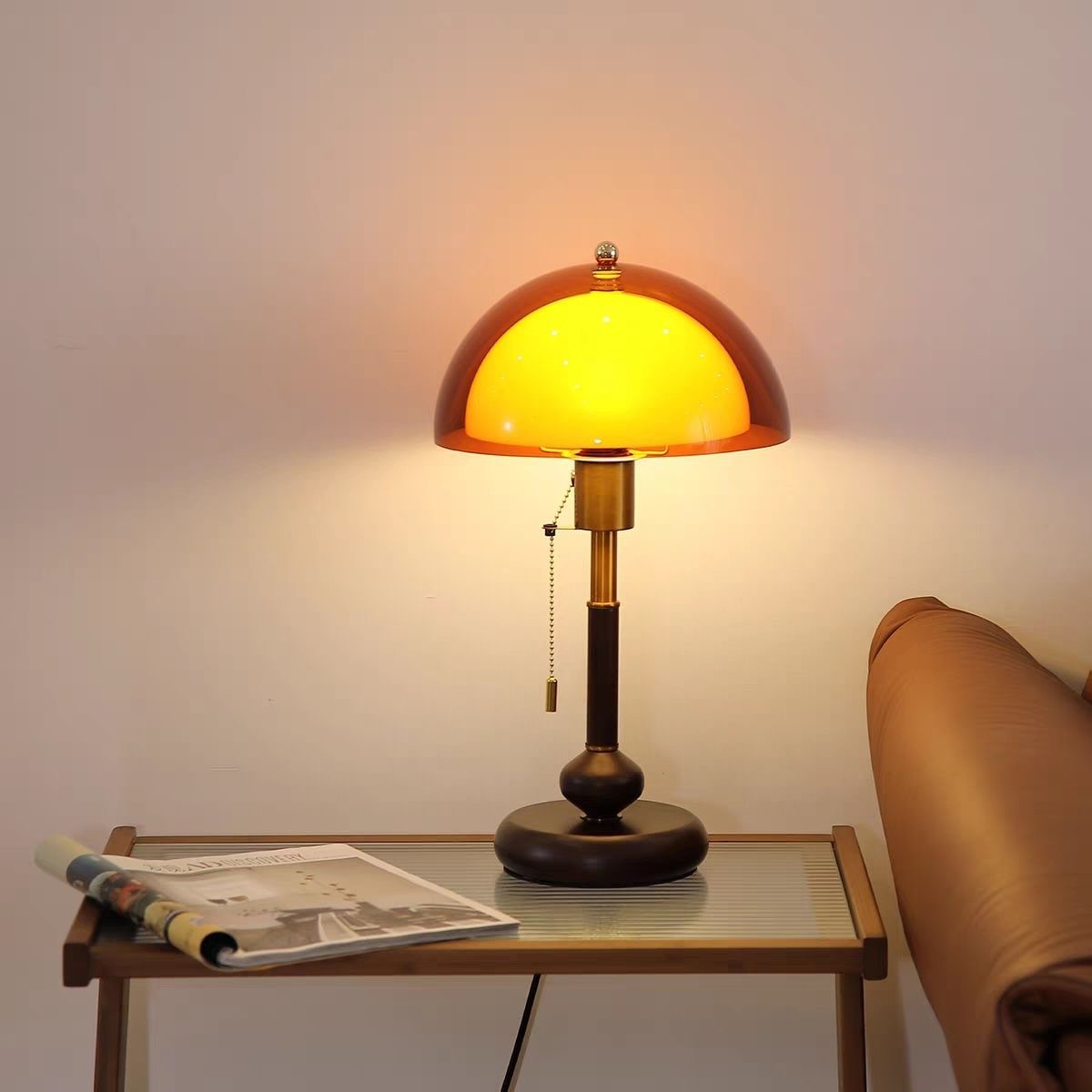 French-Style Mid-Century Bedroom Bedside Table Lamp, Retro Simple Modern Classical Double-Layer Cover Ambiance Ins Lighting