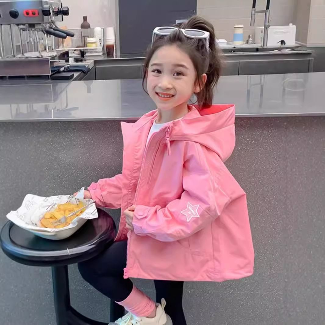 Girl's Coat Autumn 2024 New Style Korean Style Rush Clothes Children's Clothes Girl's Fashionable Spring and Autumn Hooded Top