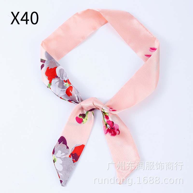 Picture of Silk Scarf Wholesale Long Beveled Small Silk Scarf Double-layer All-match Hair Belt Ribbon Decoration Tie Bag Hand Gift Box Silk Scarf