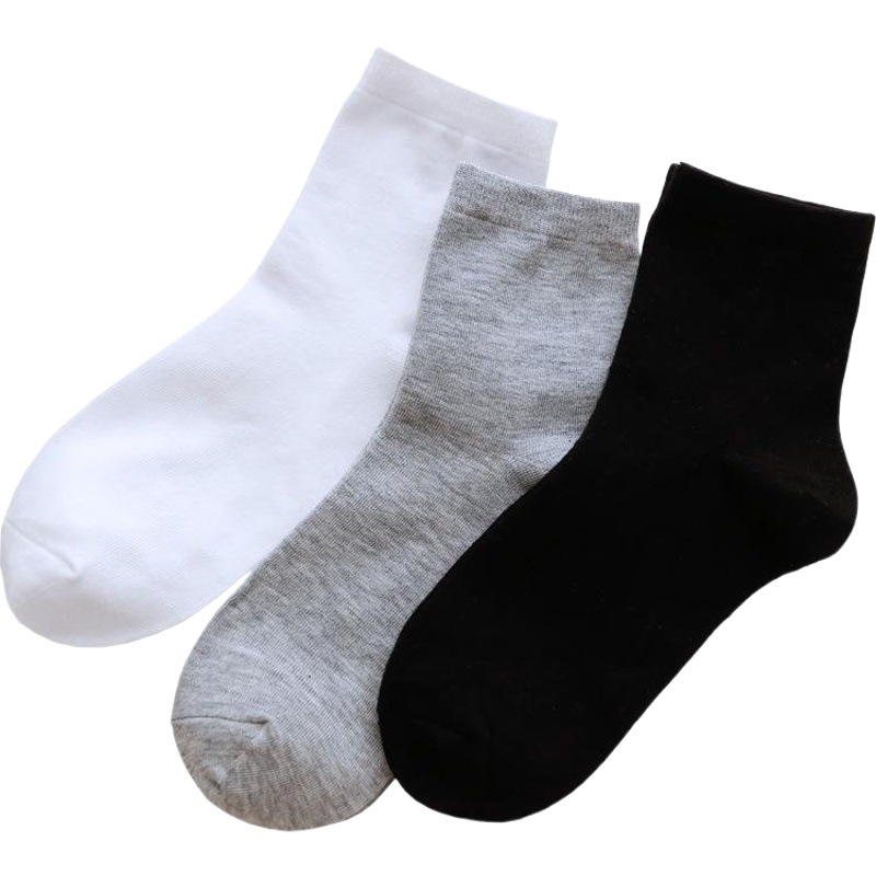 Autumn Socks Men's Mid-Calf Socks Pure Color Black and White Gray Men's Business Socks Street Stall Socks Running Volume Comfortable