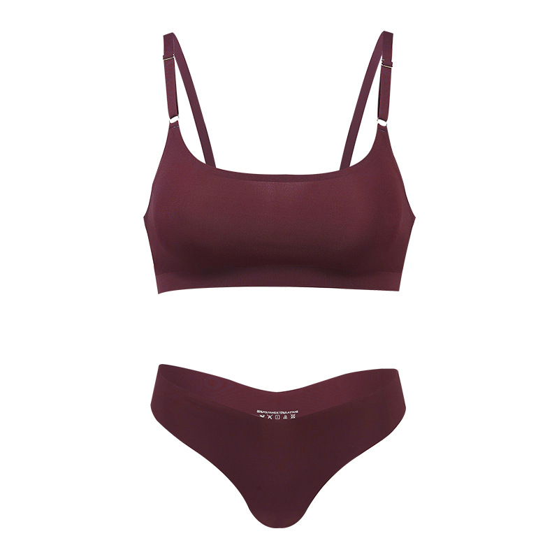 Picture of plus size sexy bra suit women's ice silk seamless no steel ring small chest gathered leopard print women's underwear suit