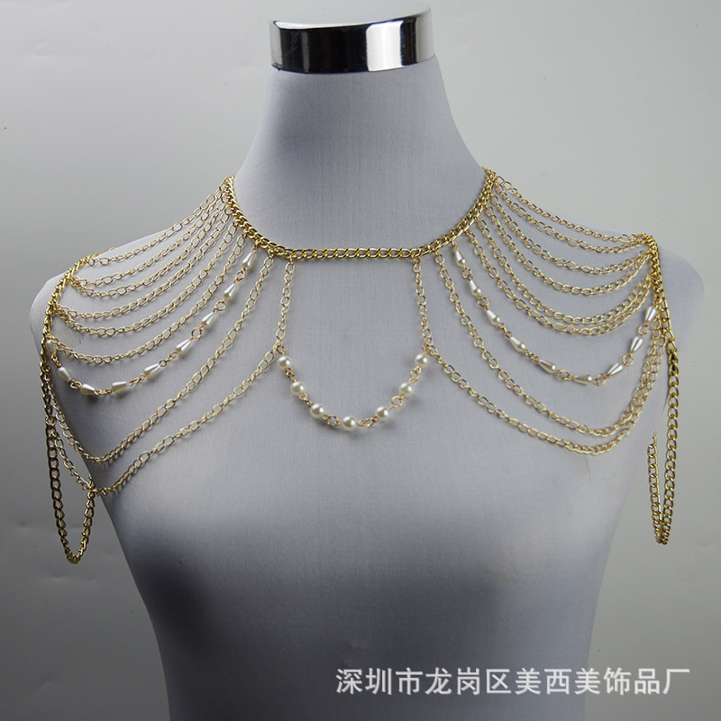 Picture of body chain jewelry European and American simple chain multi-layer shoulder chain body chain European and American exaggerated necklace