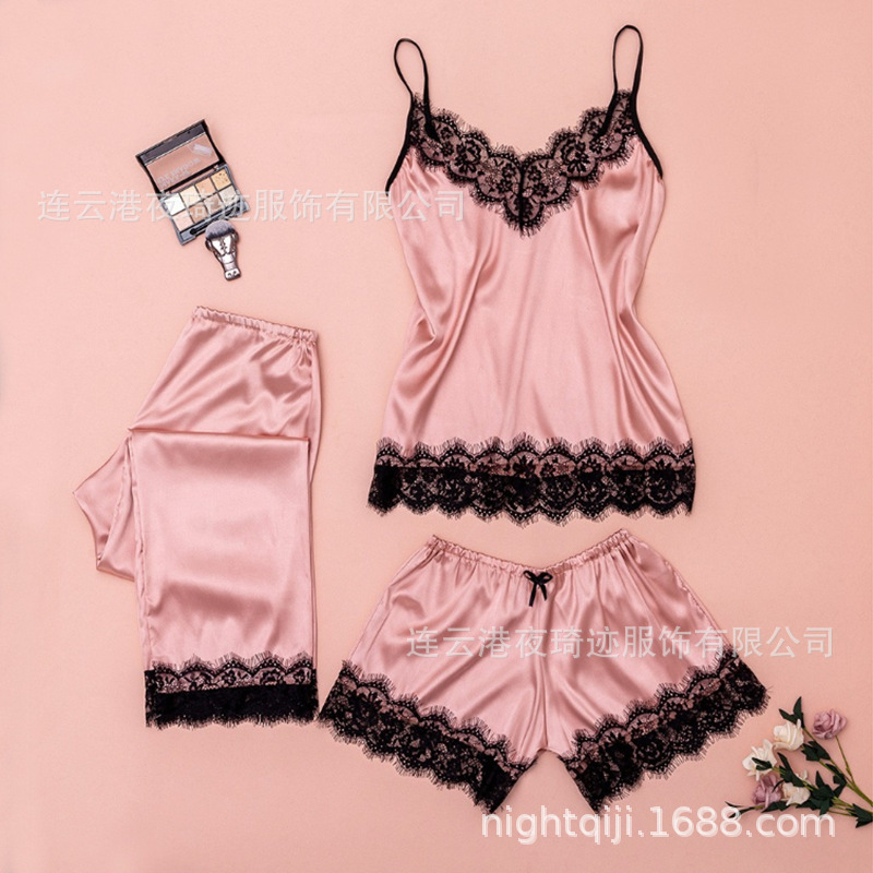 Cross-border Amazon ebay supply Europe and the United States sexy three-piece pajamas sexy underwear women's summer condole home clothes
