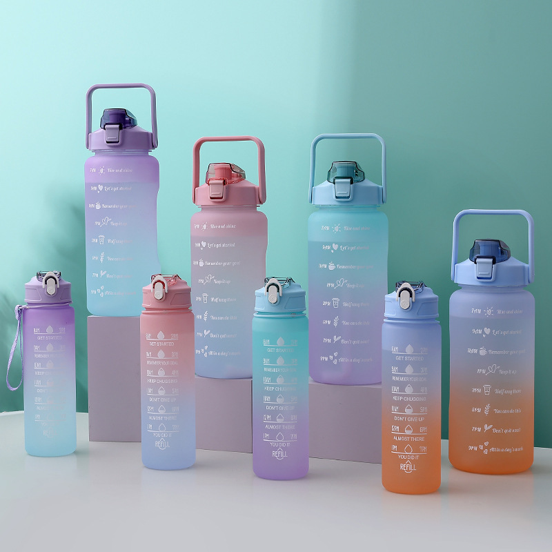 Picture of Two-piece Gradient Sports Large Cup Fitness Kettle Portable Outdoor Internet Celebrated Plastic Large Capacity Space Cup for Girls