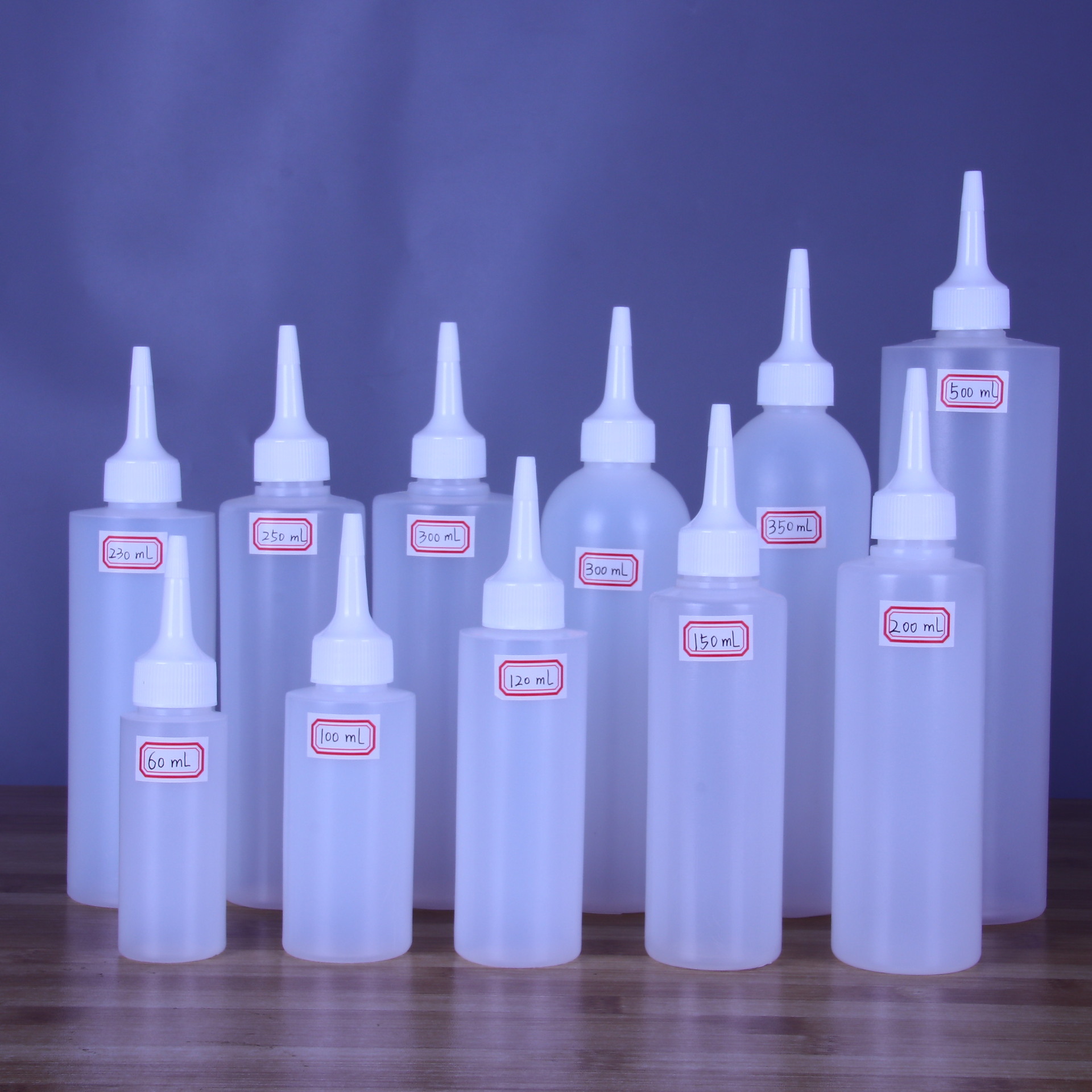 In Stock 60 100 300ml Plastic Squeeze Bottles Oil Bottles Translucent Pigment Dispensing Pointed Spout Bottles