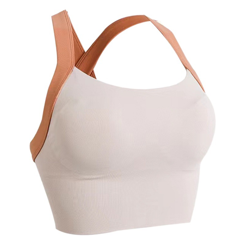 Beautiful Back Contrast Color All-In-One Sports Bra Women's Shock-Proof Push-Up Underwear High-Intensity Fitness Running Yoga Vest