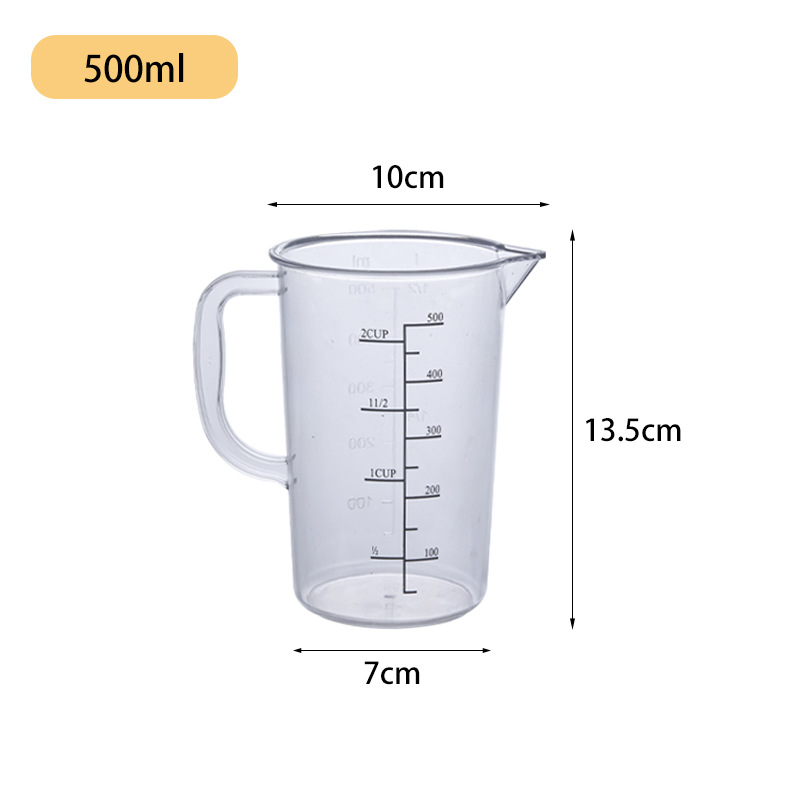 Picture of Transparent Acrylic PC Measuring Cup Plastic Scale Measuring Kettle Thickened High Temperature Milk Tea Shop Supplies Black Scale Measuring Cup
