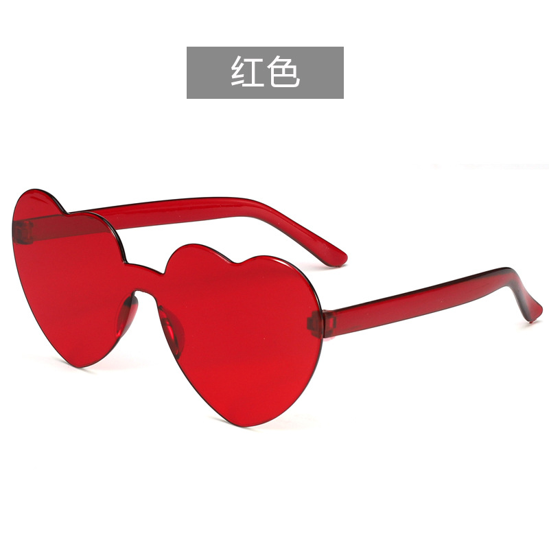 Picture of Heart Sunglasses, Heart Sunglasses, Jelly Color Rimless Heart-Shaped One-Piece Glasses, Dazzling Color Glasses