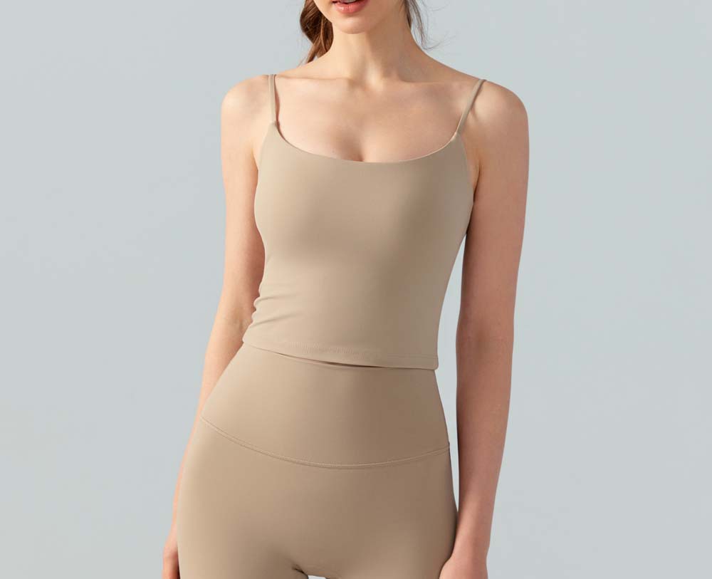 Picture of Cross-Border Summer New Style Women's Nude and Comfortable Outer Wear Pure Color U-Neck Tight Inner Wear Outer Wear Sports Sling 745