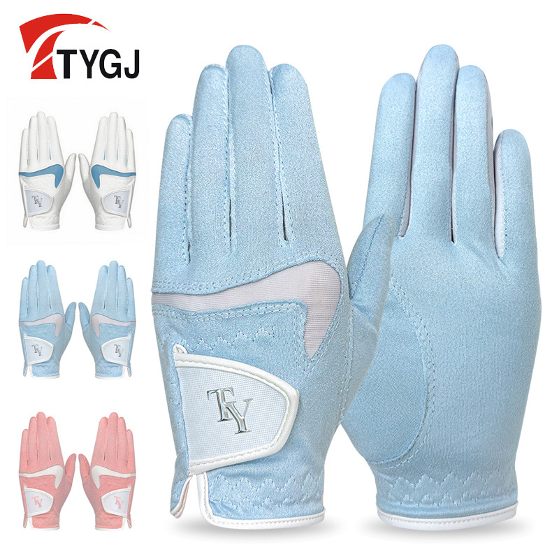 New Golf Gloves Women's Fiber Cloth Gloves Soft Breathable Golf Sports Gloves Both Hands