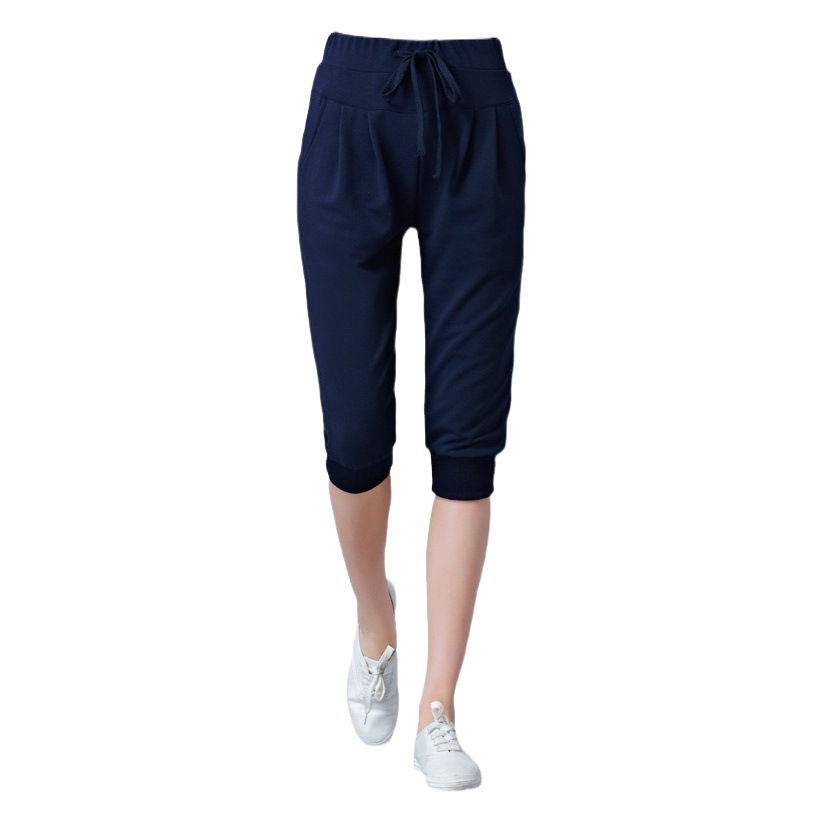 High-Waisted Stretch Cropped Pants for Women, Summer Thin Sports Pants, Loose Harem Pants 100kg Fat mm Large Size Casual Pants for Women