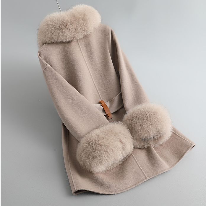 Picture of 2025 New Autumn and Winter Fox Fur Collar Gao Rui Double-Sided Cashmere Outwear Women's Mid-Length Wool Double-Sided Woolen Outwear