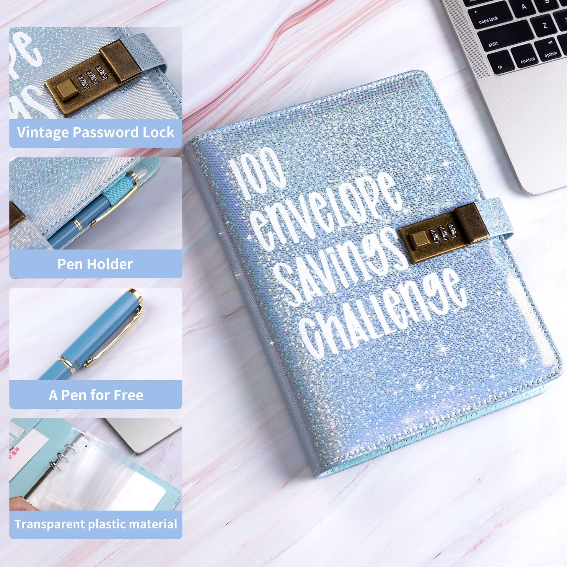 Picture of 100EnvelopeChallenge magic color macaron loose-leaf couple envelope challenge saving money book
