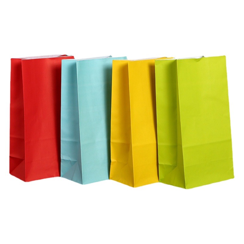 Square Bottom Kraft Paper Bag Wholesale Gift Storage Packaging Bag Packaging Paper Bag Bread Baking Takeaway Packaging Satchel
