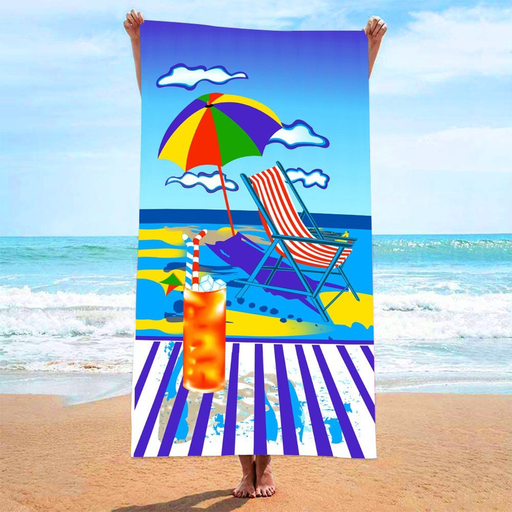 Picture of Cross-border microfiber double-sided velvet beach towel custom LOGO digital printing large bath towel rectangular thick towel