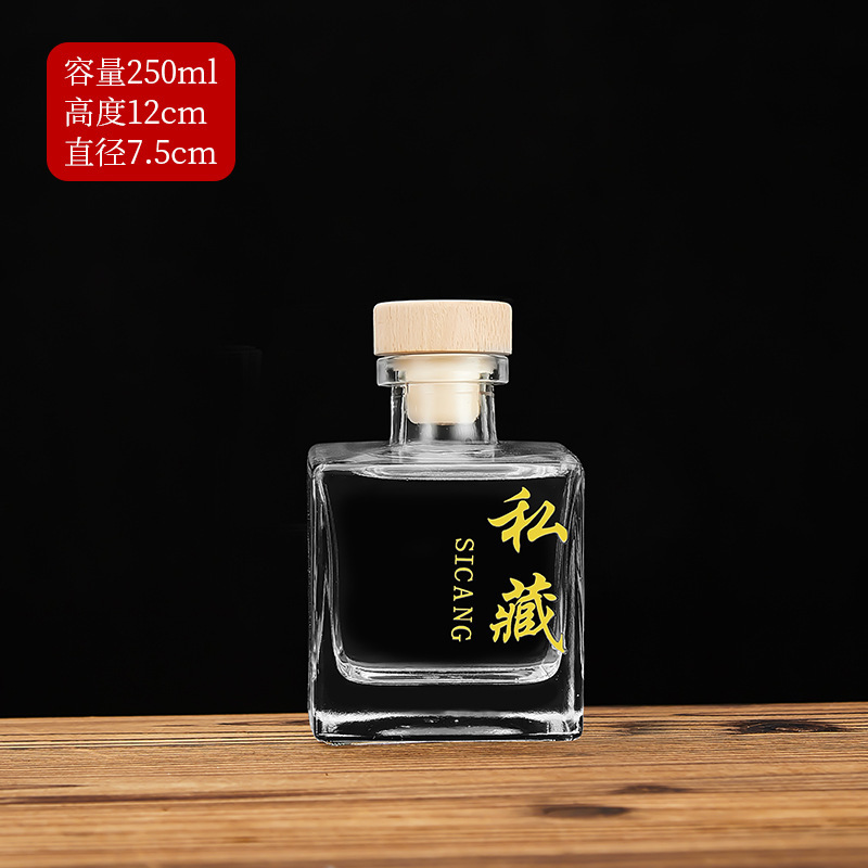 Picture of Net red in stock 250ml square glass liquor bottle 500ml 1kg self-brewed fruit wine sealed liquor bottle can be baked flowers