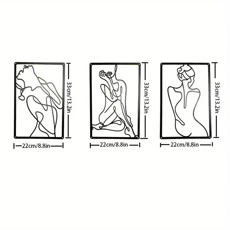 Picture of Amazon Metal Simple Female Line Silhouette Background Wall Iron Crafts Home Living Room Bedroom Wall Hanging