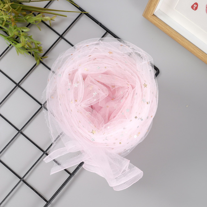 Picture of Can be used for cutting star and moon yarn sequins cloth net red yarn soft veil mesh gauze hand gift decorative gauze star yarn
