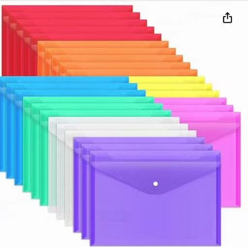 Picture of Transparent snap file bag a4 a5 pp plastic student file storage bag color folder wholesale can be set