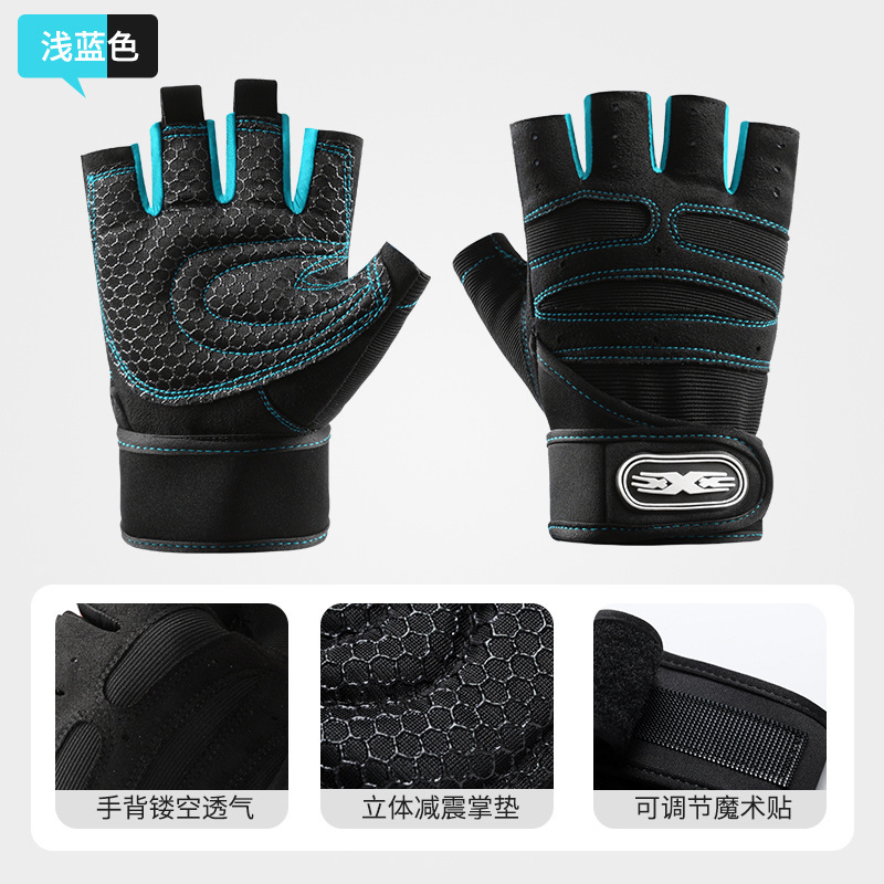 Picture of Anti-slip Wrist Fitness Gloves Dumbbell Iron Equipment Training Anti-cocoon Sports Barbell Half-finger Weightlifting Gloves for Men