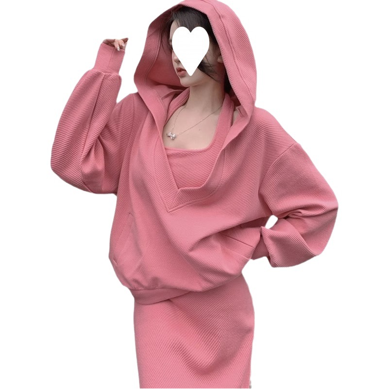 Autumn Western style age-reducing slimming suit women's plus size sweater meat covering two-piece dress fat