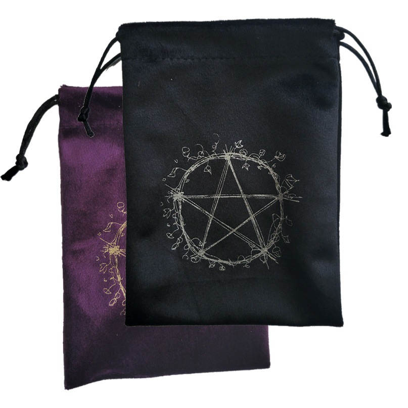 Flower five-pointed star thick velvet storage bag jewelry Crystal small object card card bag drawstring bag 13x18cm