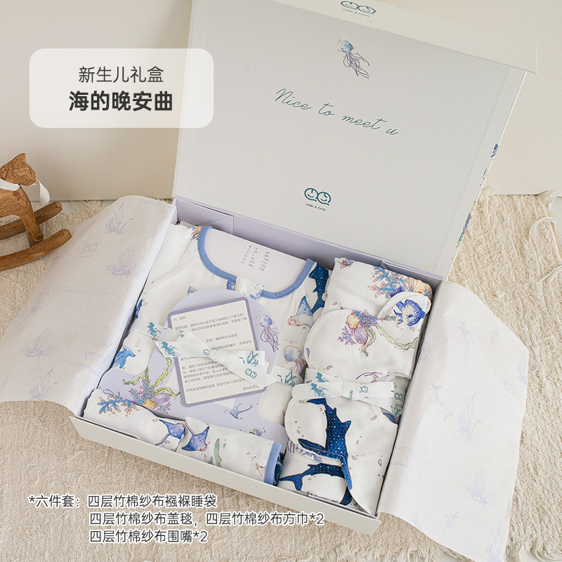 Picture of Xiao An Dan 25 Spring and Summer New Baby Gift Box Newborn Supplies Baby Full Moon High-end Six-piece Gift Box