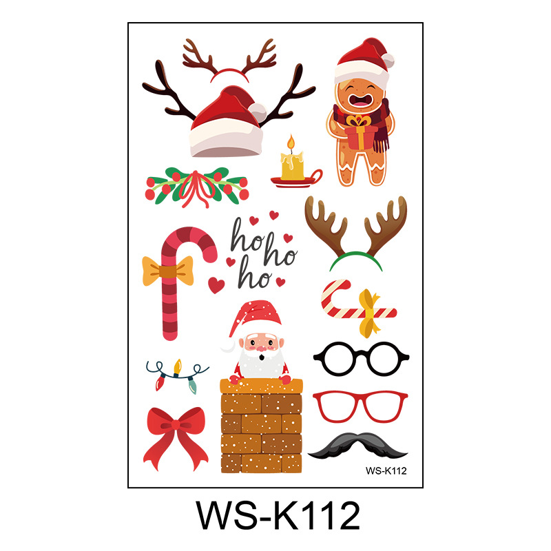 Picture of New Christmas Tattoo Sticker Children Cartoon Holiday Party Atmosphere Eco-friendly Waterproof Face Sticker Elk Tattoo Sticker