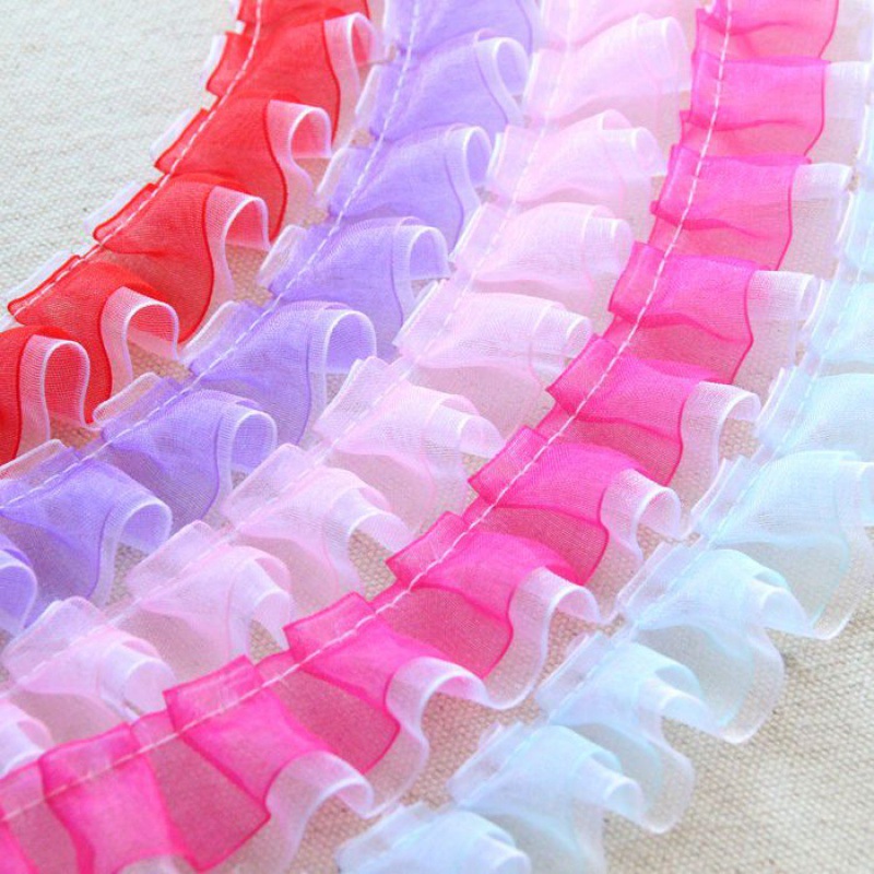 2.5cm wide double lace auxiliary material home decorative lace handmade lace pleated snow sand lace manufacturers