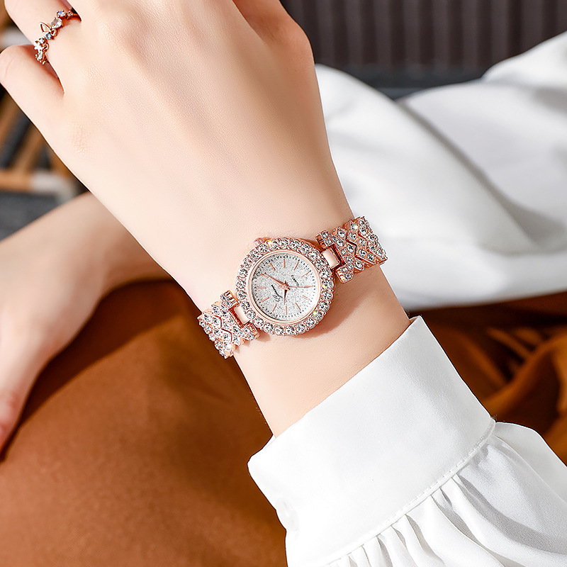 Picture of 2024 new foreign trade hot fashion stars bracelet watch Rome scale full diamond women's quartz wrist watch