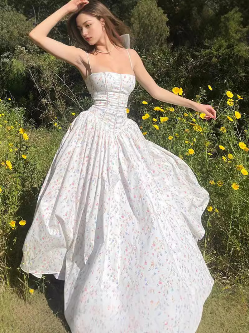 2024 Spring and Summer Women's New European and American Style Flower Solid Color Sexy Split Tube Top Tight Tube Top dress