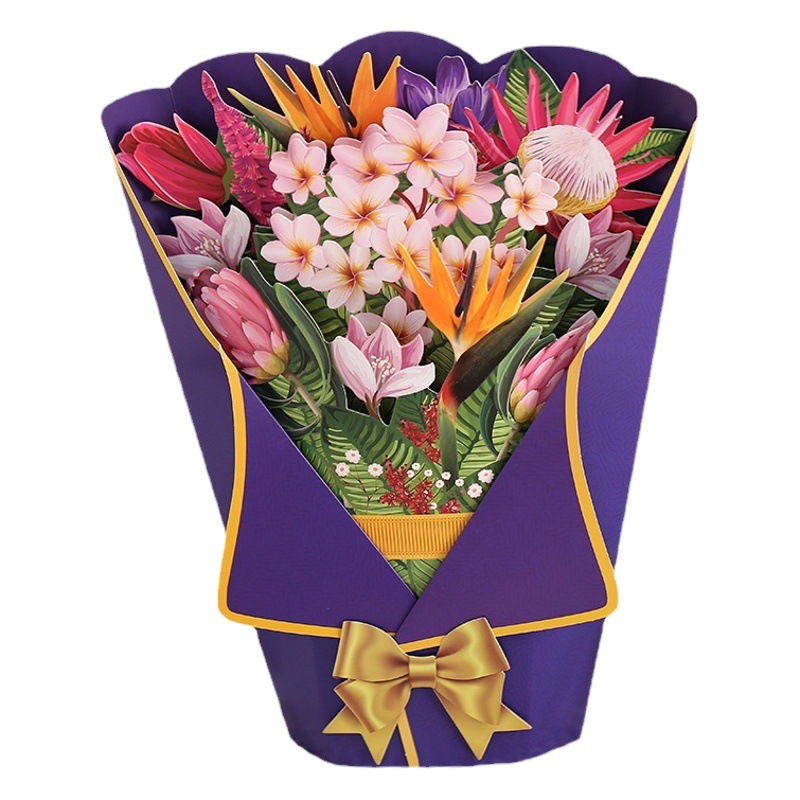 New 3D Stereo Mother's Day Greeting Card Paper Carved Flower Holiday Gift Bouquet Teacher's Day Blessing Greeting Card Ornaments