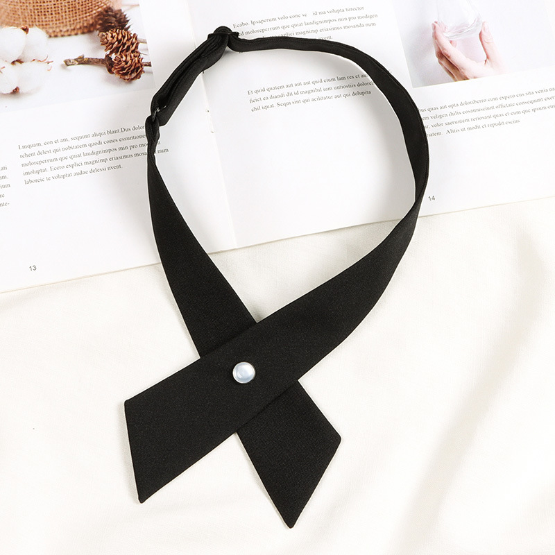 Picture of JK Solid Color Cross Bow Tie Female Student School Uniform College Style wine red Collar Shirt Bow