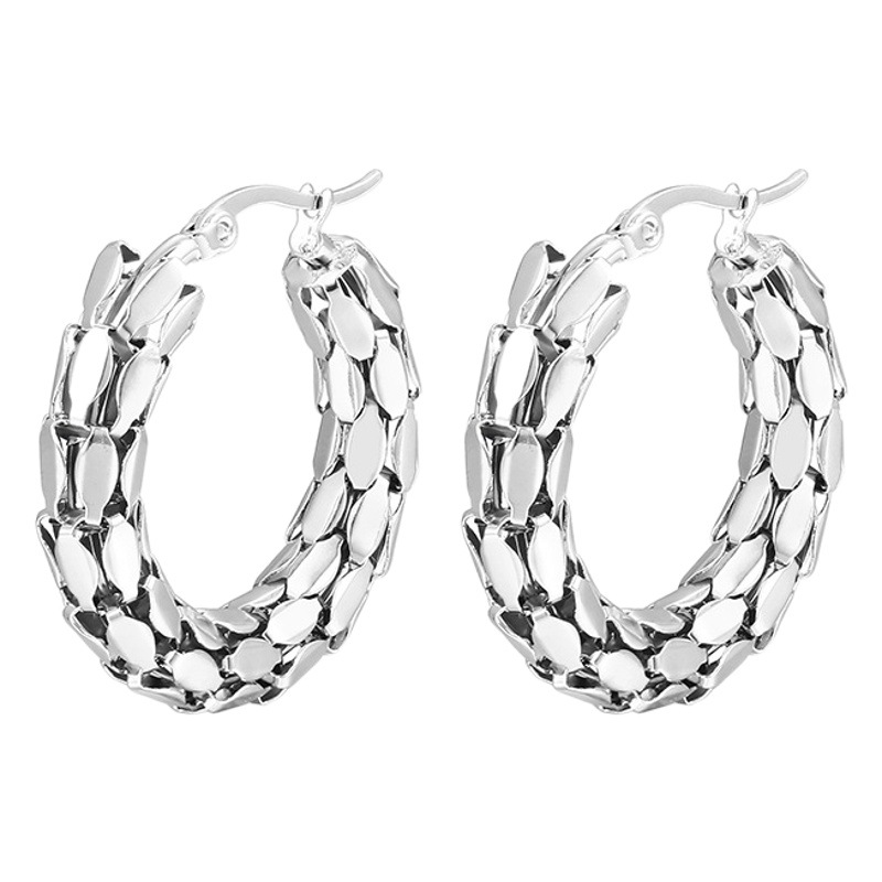 European and American cross-border snake scale 18K gold stainless steel earrings high-grade women's personalized earrings cold style ear jewelry