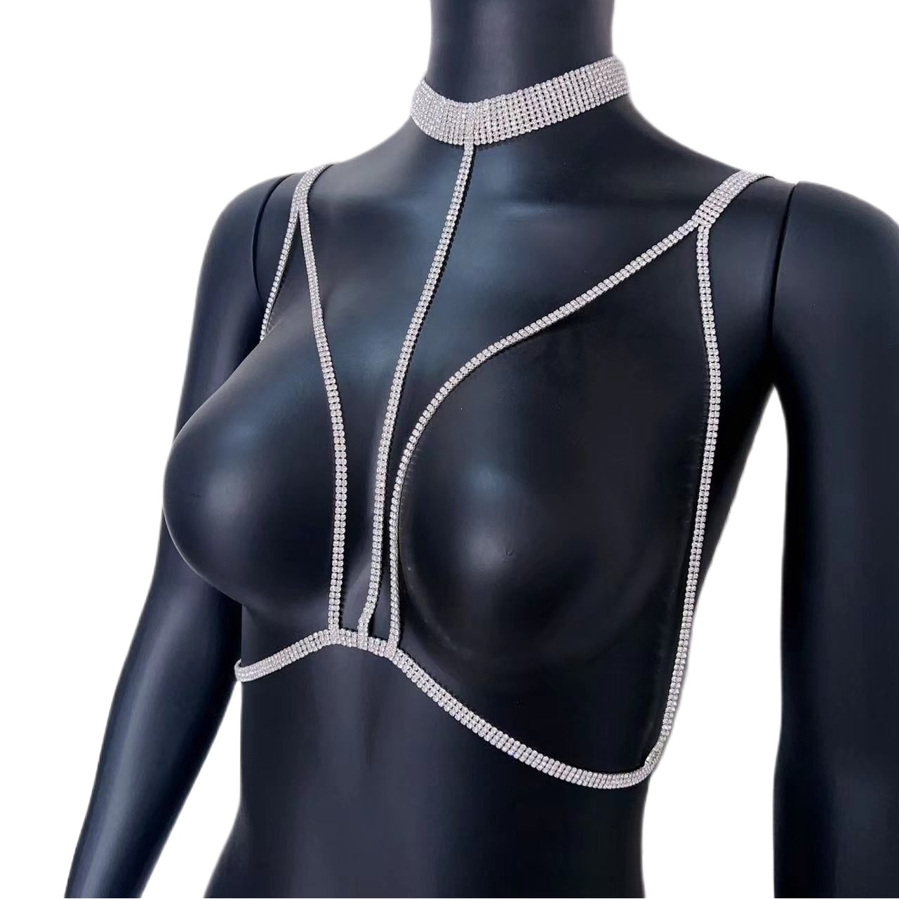Cross-border Hot Super Flash Multi-row Full Diamond Necklace European and American Sexy Rhinestone Body Chain Waist Chain for Women