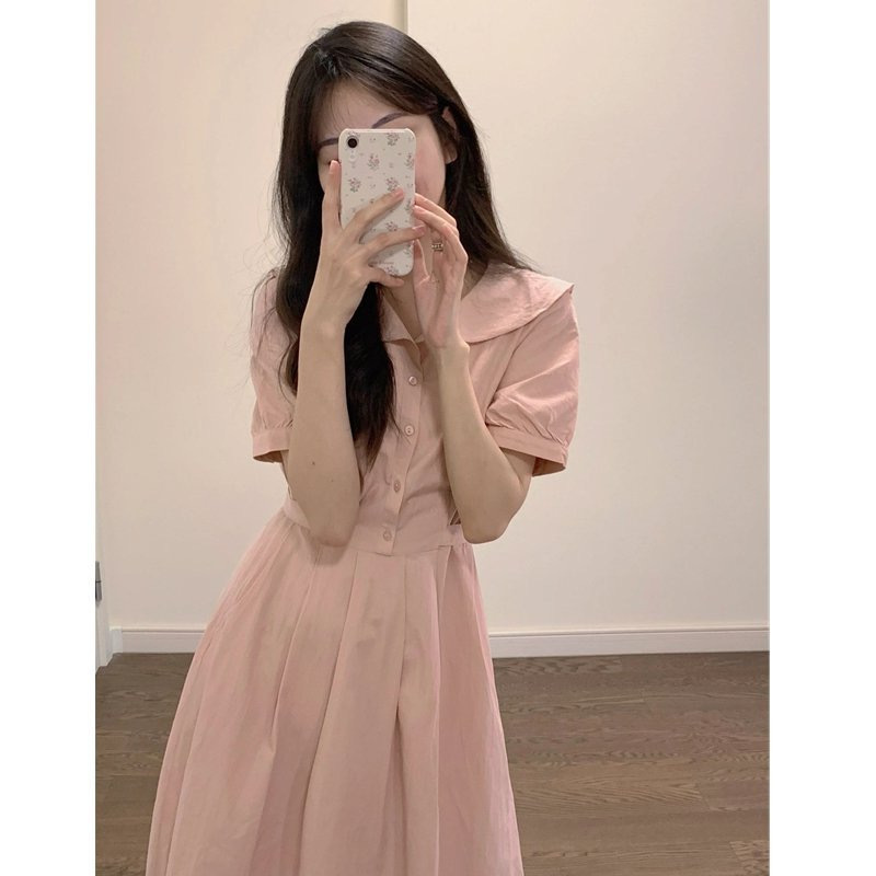 Picture of Tea Break French Style Gentle Style Tight Waist Slimming dress Women's Summer New Niche Elegant Sweet Age-reducing Mid-length Dress