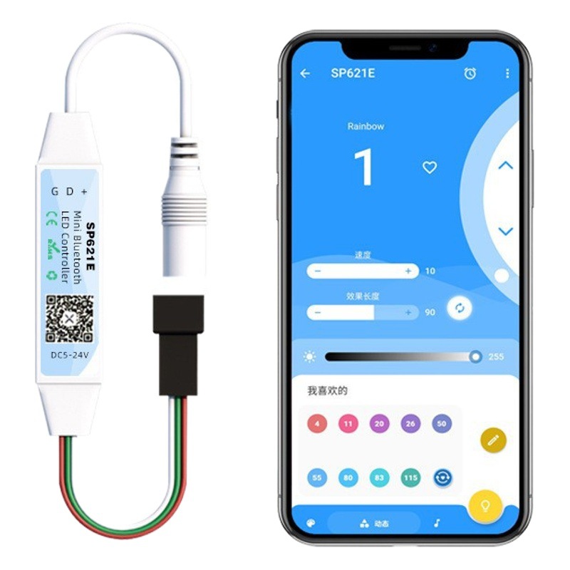 Sp621E Mini Fantasy Controller Bluetooth Music Fantasy Light Strip Controller App Control Led Dimmer