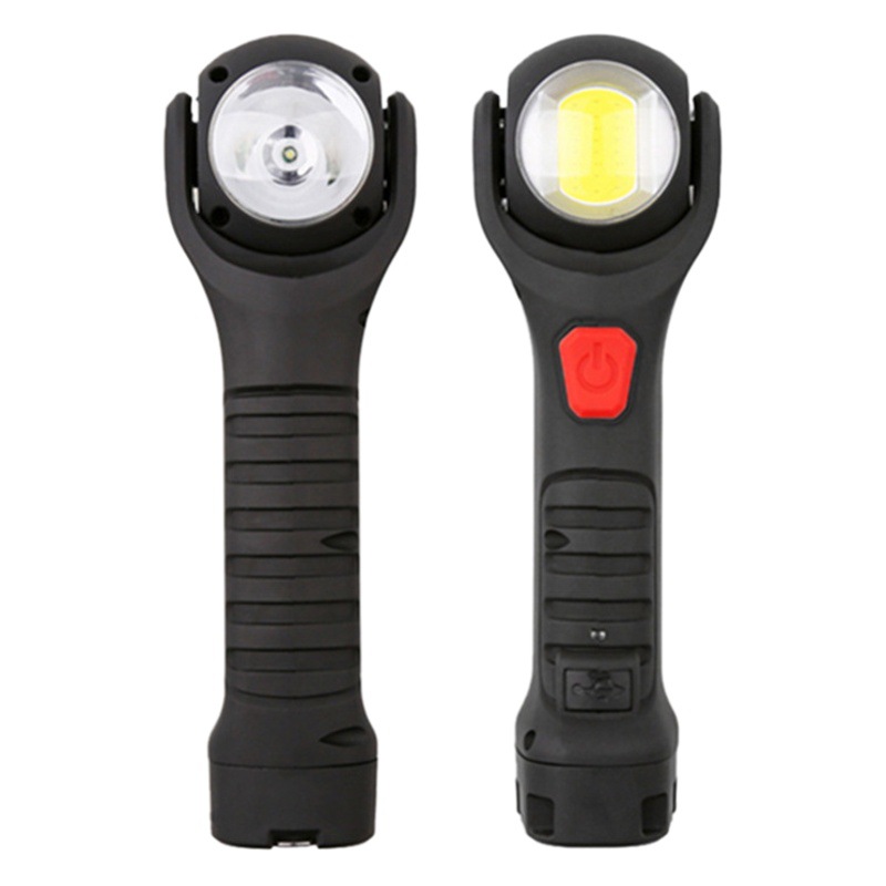 Multifunctional work lamp strong light double Color Flashlight USB charging strong magnetic adsorption 360 rotating outdoor maintenance lamp