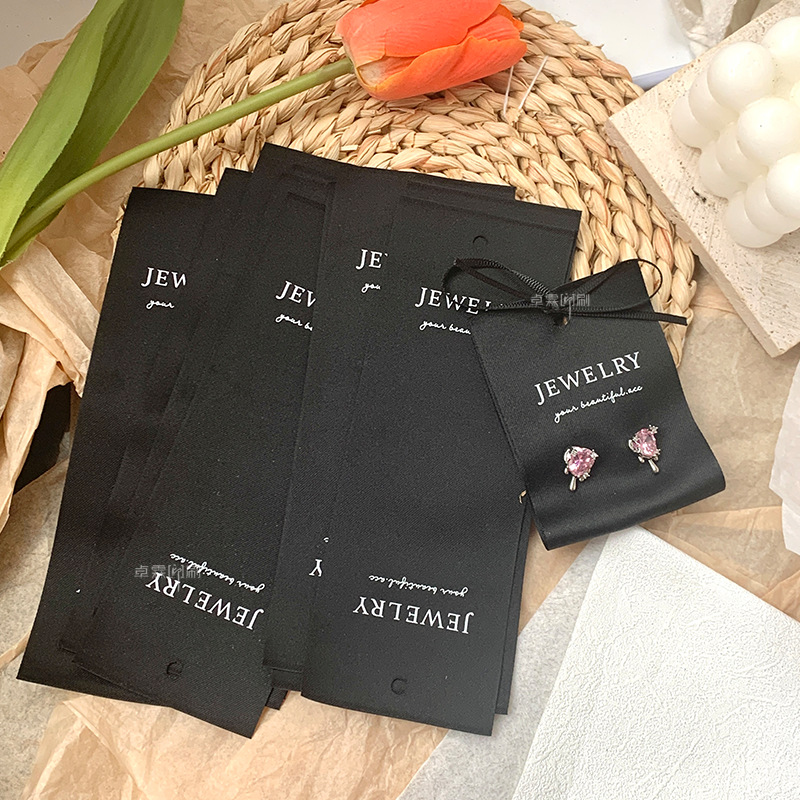 Niche Fabric Earrings Cardboard Black Soft Cloth Hair Ring Necklace Jewelry Packaging Advanced Bracelet Earrings Card Ribbon