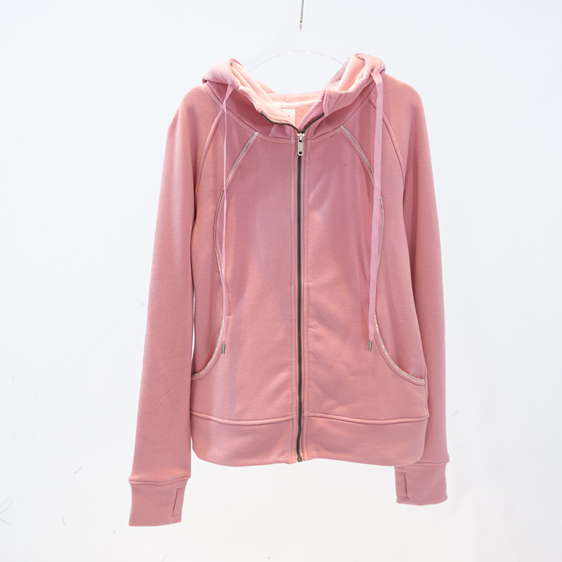Picture of Autumn and winter fleece warm hooded women's yoga clothing zipper coat sports running fitness leisure long sleeve sweater