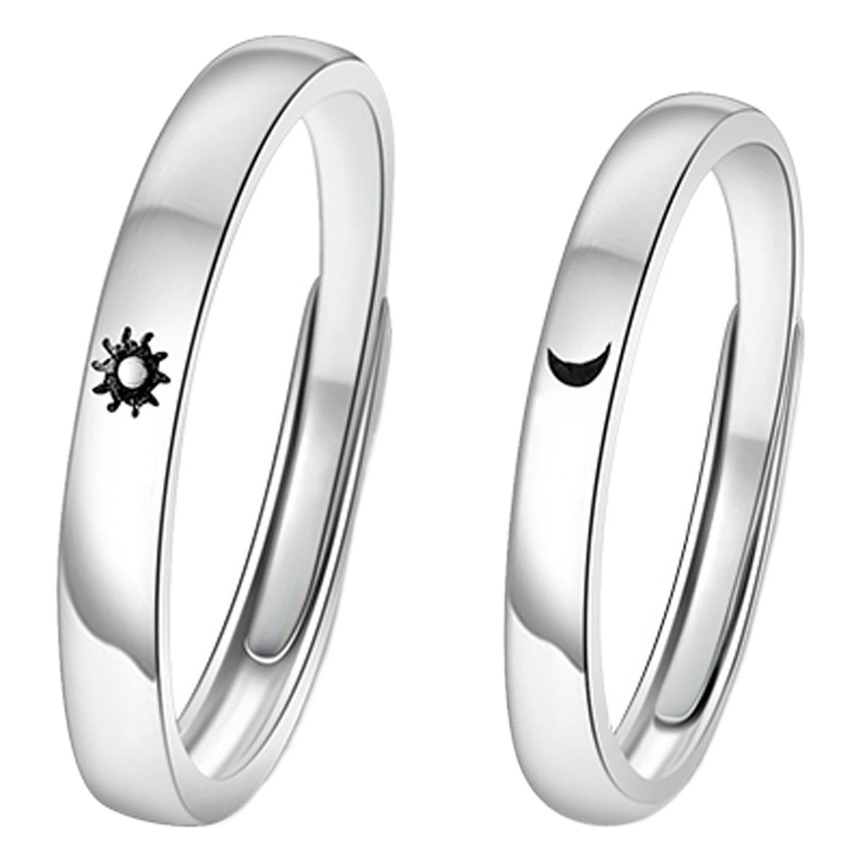 Sun Moon star couple ring Japanese and Korean simple Mori open mouth men and women Twilight ring student personality lettering