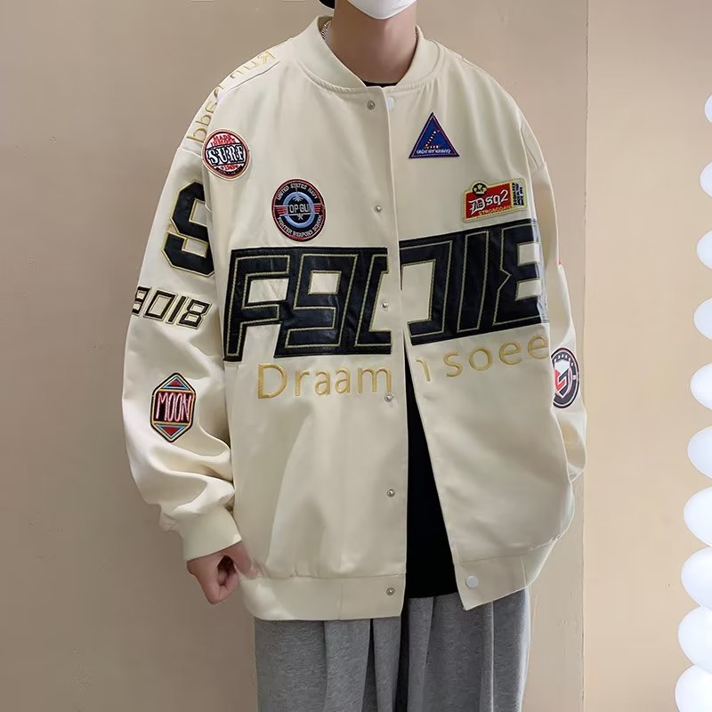 Picture of American-style Biker Jacket Men's Amazon Foreign Trade Retro Hip-hop Loose All-match Couple Baseball Suit New Jacket