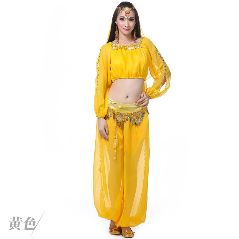 Picture of 4 Piece Set Lantern Long Sleeve Ring Lantern Pants Veil Belly Dance suit Belly Dance India Performance suit