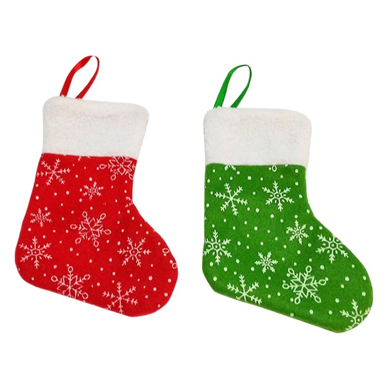 2025 New Christmas Christmas Decoration Supplies Christmas Candy Bag Small Snowflake Christmas Sock Gift Bag