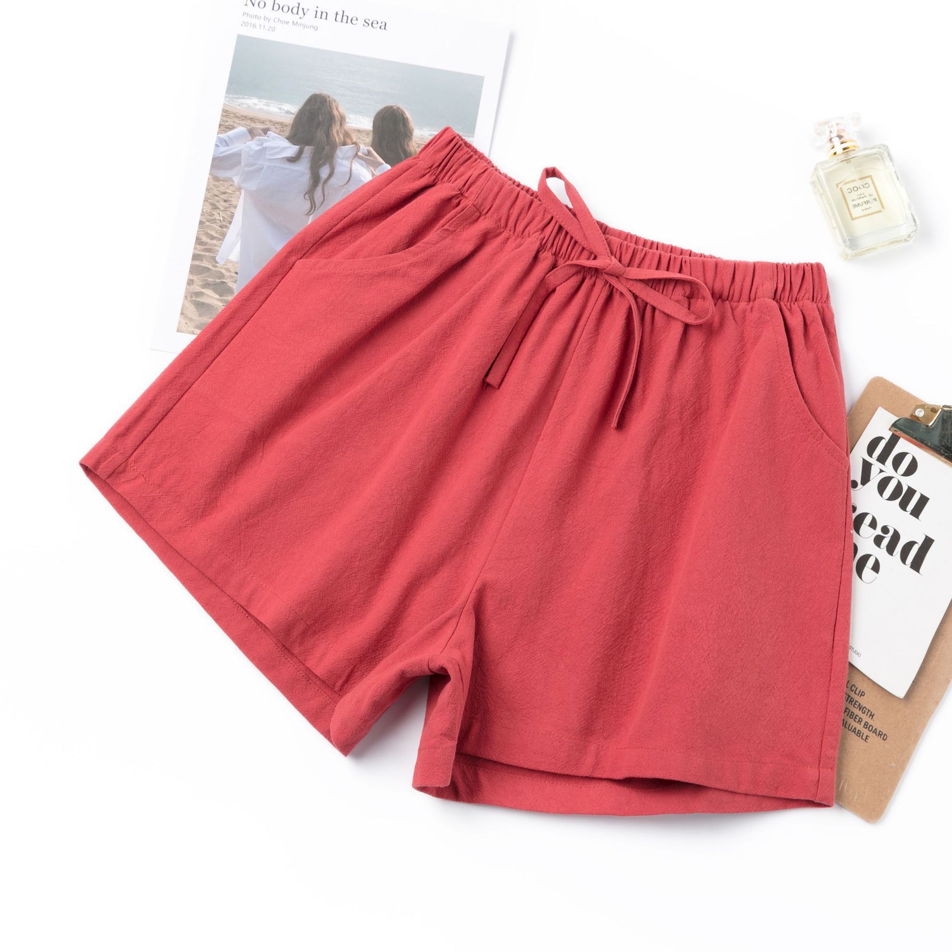 Picture of 2022 New High Waist Cotton and Linen Shorts Women's Linen Slim Loose Hot Pants Large Size Thin Casual Elastic Waist Pants