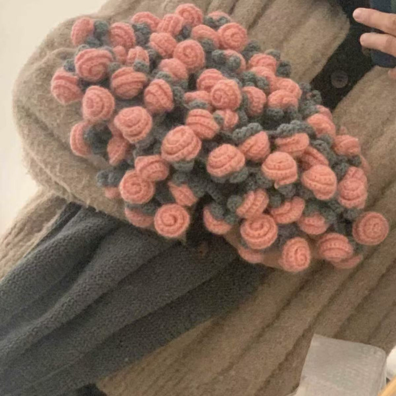 70cm Rose Lily of the Valley Flower Blanket Material Package Crochet Gift for Girlfriend and Boyfriend Handmade DIY