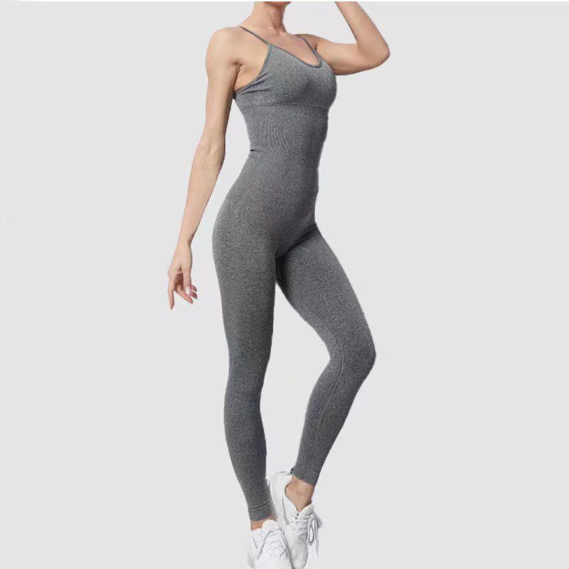 New Seamless High Waist Running Sports Dance Fitness Air Yoga Suit Women's Tight Quick-drying Sleeveless Jumpsuit