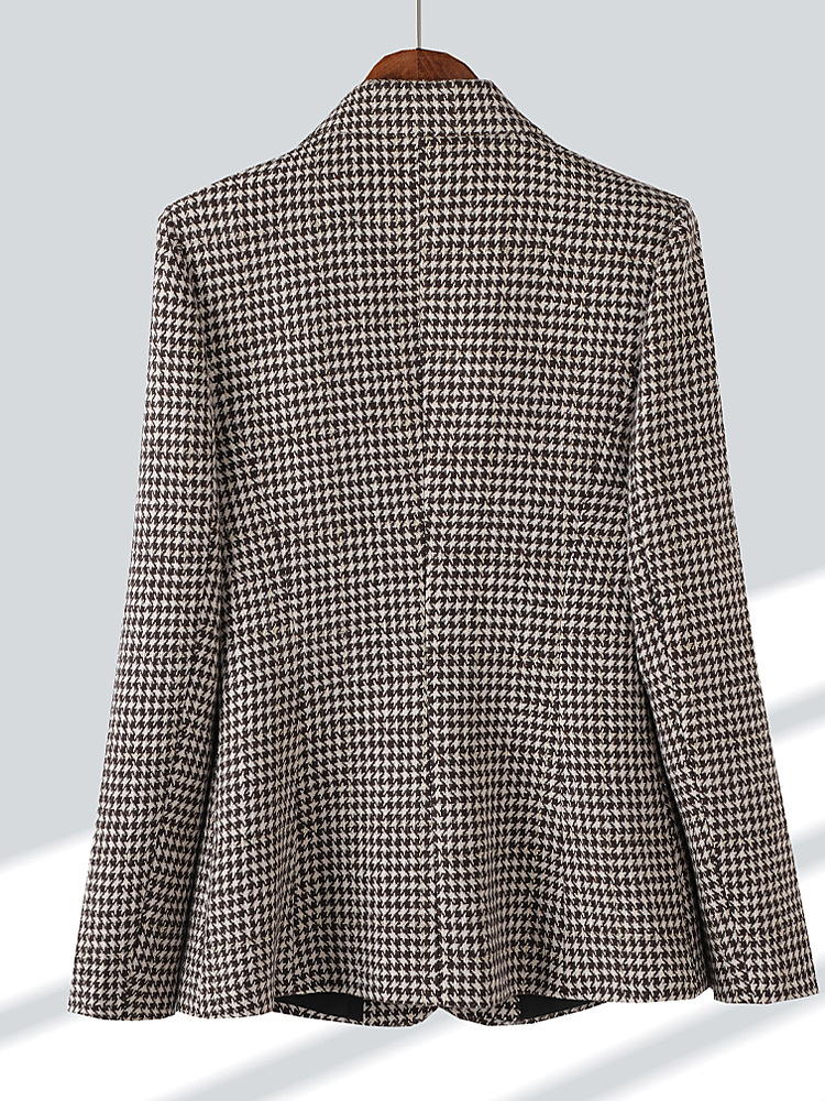 Picture of Plaid High-end brown Small Suit Jacket Women's Spring and Autumn South Korea Retro British-style Casual Korean-style Short Slim-fit