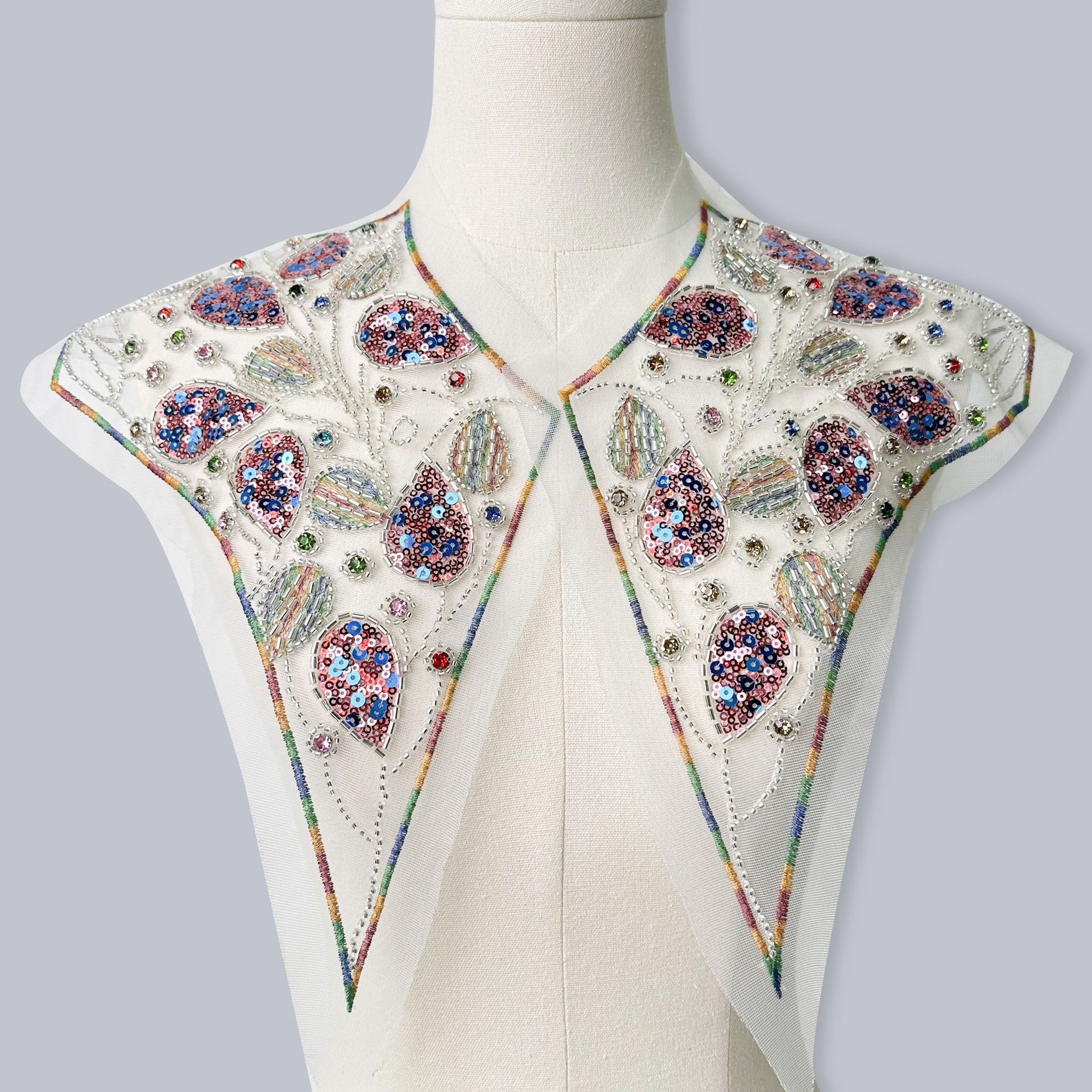 European and American Beaded Tube Placket Front Collar Flower New Dress Decoration Accessories Pendant DIY Accessories Cross-Border E-Commerce Ins